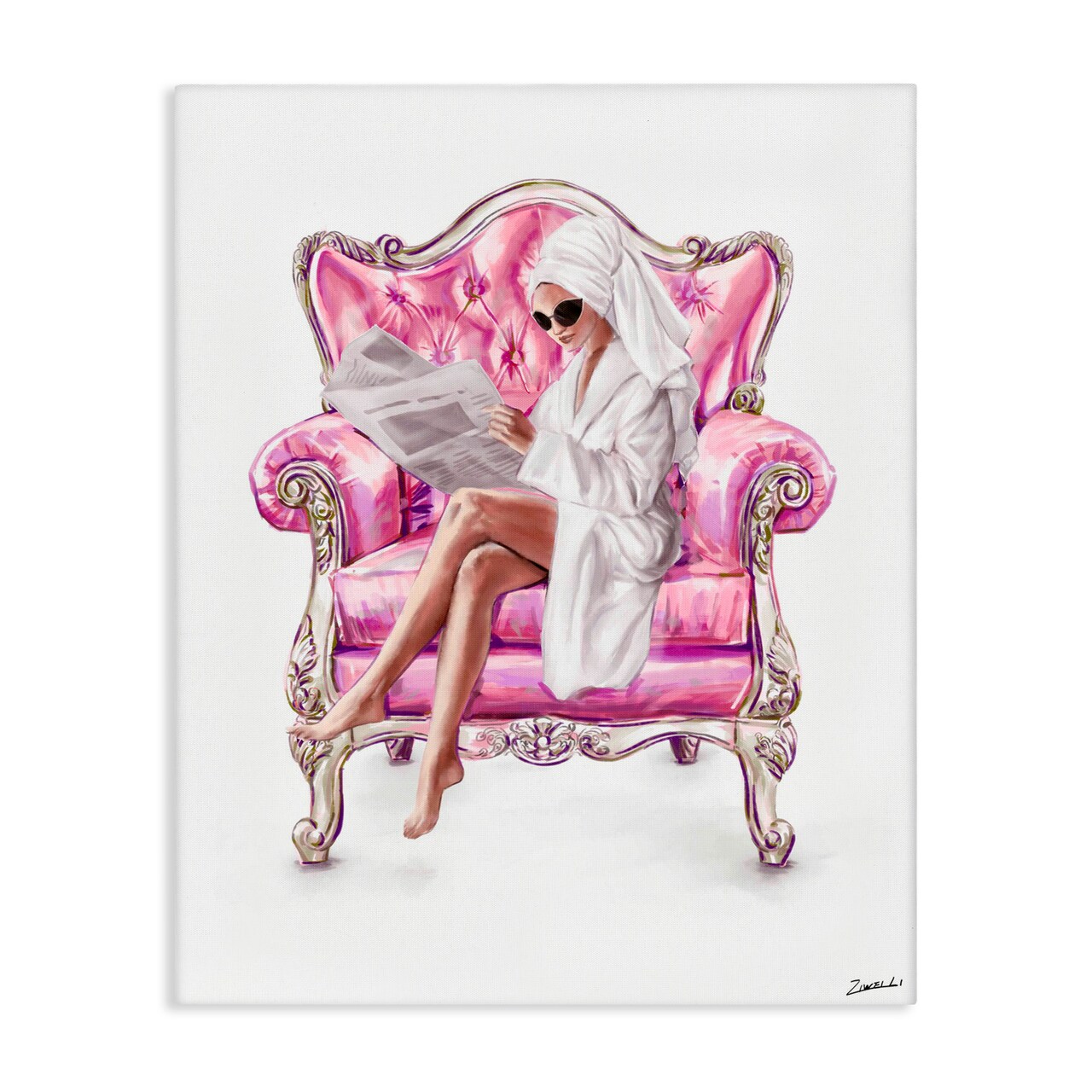 Stupell Industries Trendy Female in Pink Chair Canvas, design by Ziwei Li